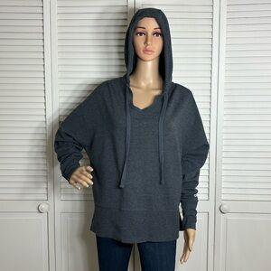 Alo Yoga Women's Fleeced Hoodie Dark Gray Small